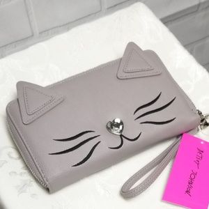 Betsey Johnson cat wristlet wallet.